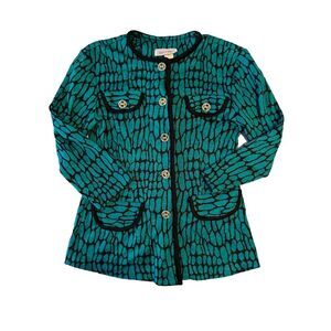 Vintage Superline Of California Jacket/cardigan Gold buttons Turquoise Black Med